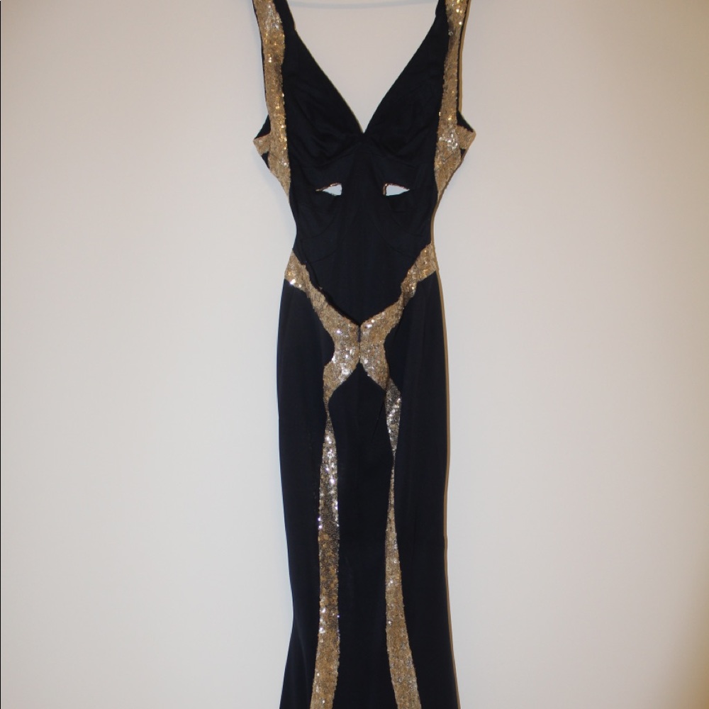 GOWN: NAVY BLUE & GOLD SEQUIN